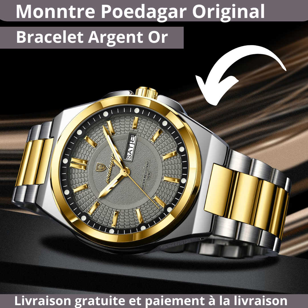 Montre Poedagar Original bracelet Argent Or