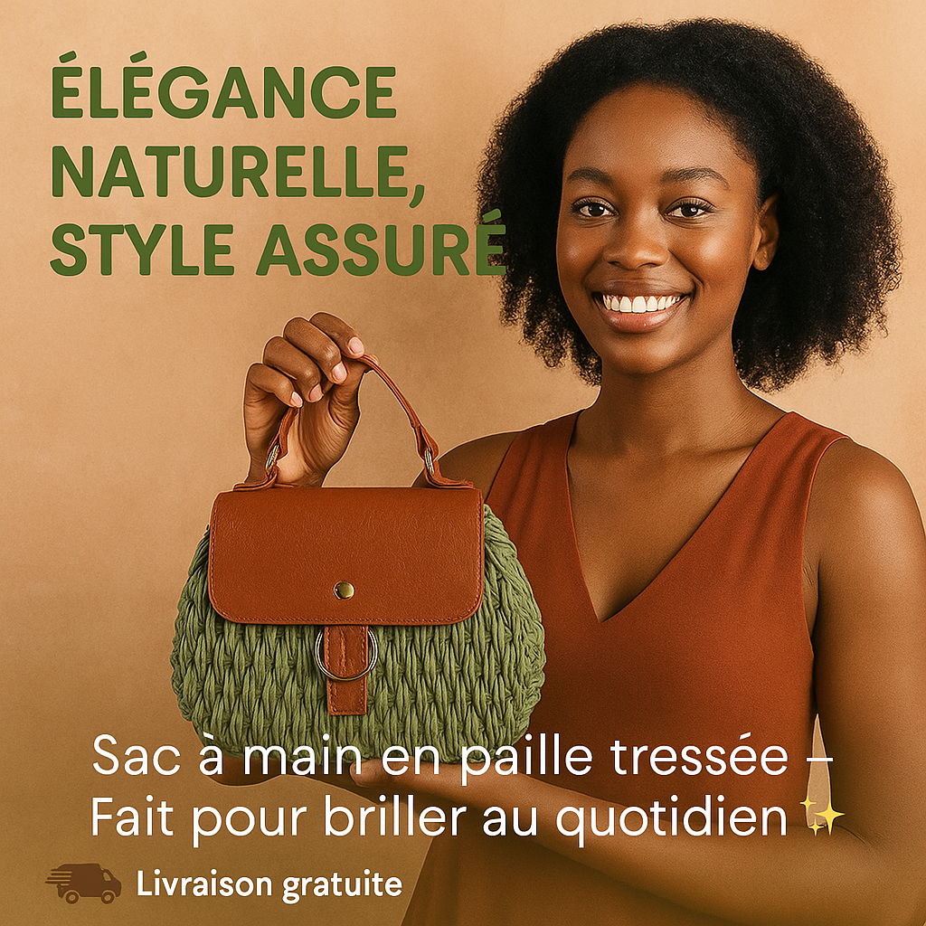 CHIC SAC A MAIN EN PAILLE TRESSE POUR FEMME