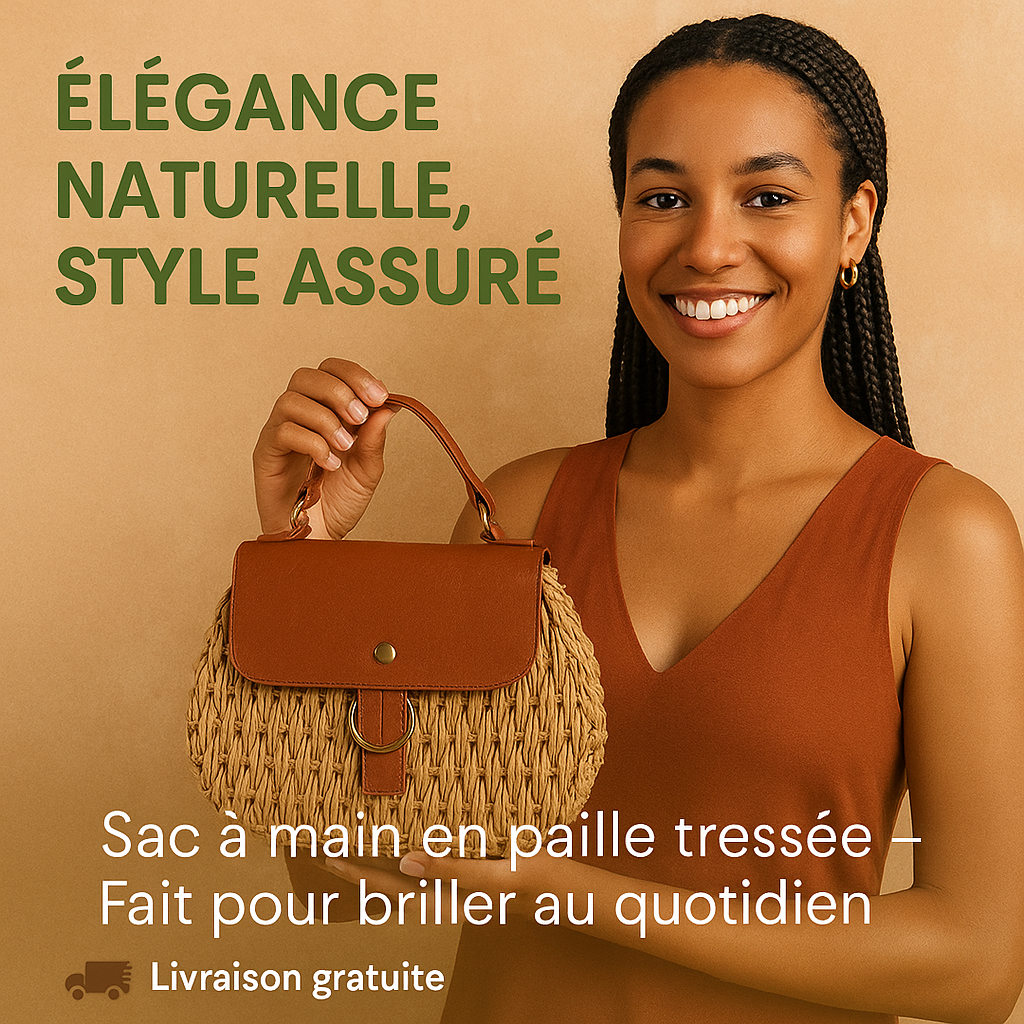 CHIC SAC A MAIN EN PAILLE TRESSE POUR FEMME