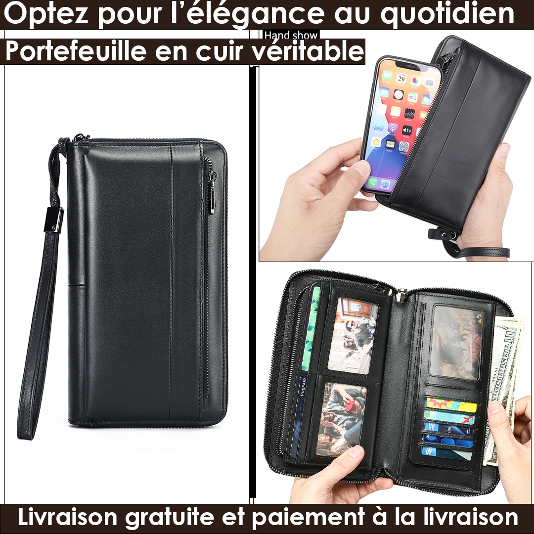 CuirMax- Portefeuille cuir véritable homme ultra stylé