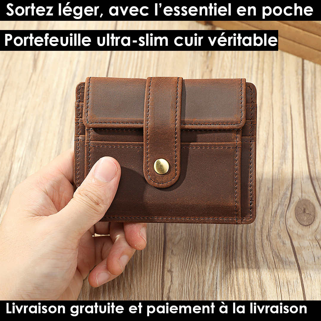 Portefeuille en Cuir Véritable ULTRA SLIM pour Homme