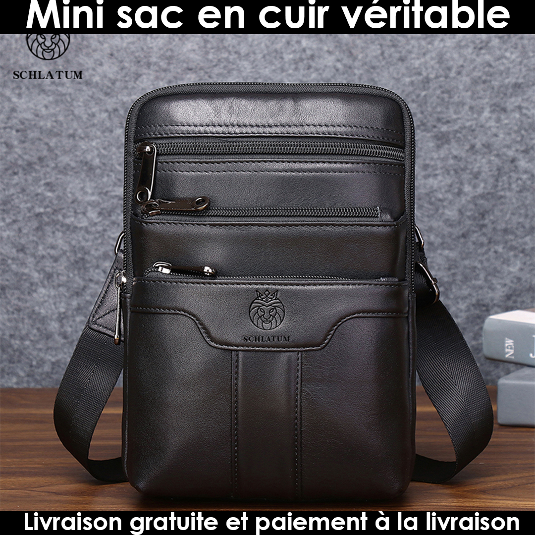 MINI SAC EN CUIR VERITABLE-USAGE 3 EN 1 POUR HOMME
