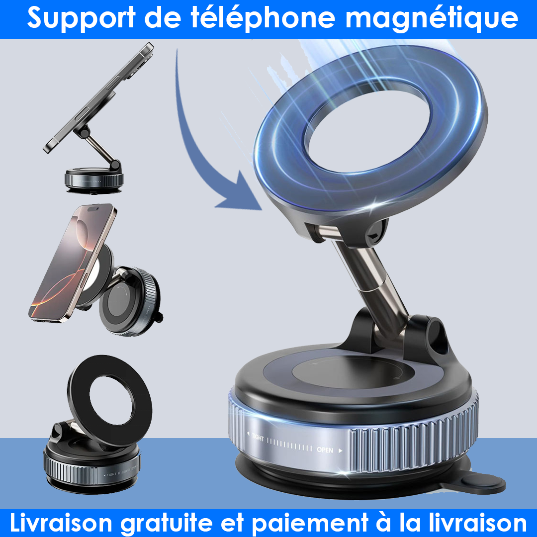 SUPPORT MAGNETIQUE TELEPHONE UNIVERSEL AVEC VENTUSE EN SILICONE