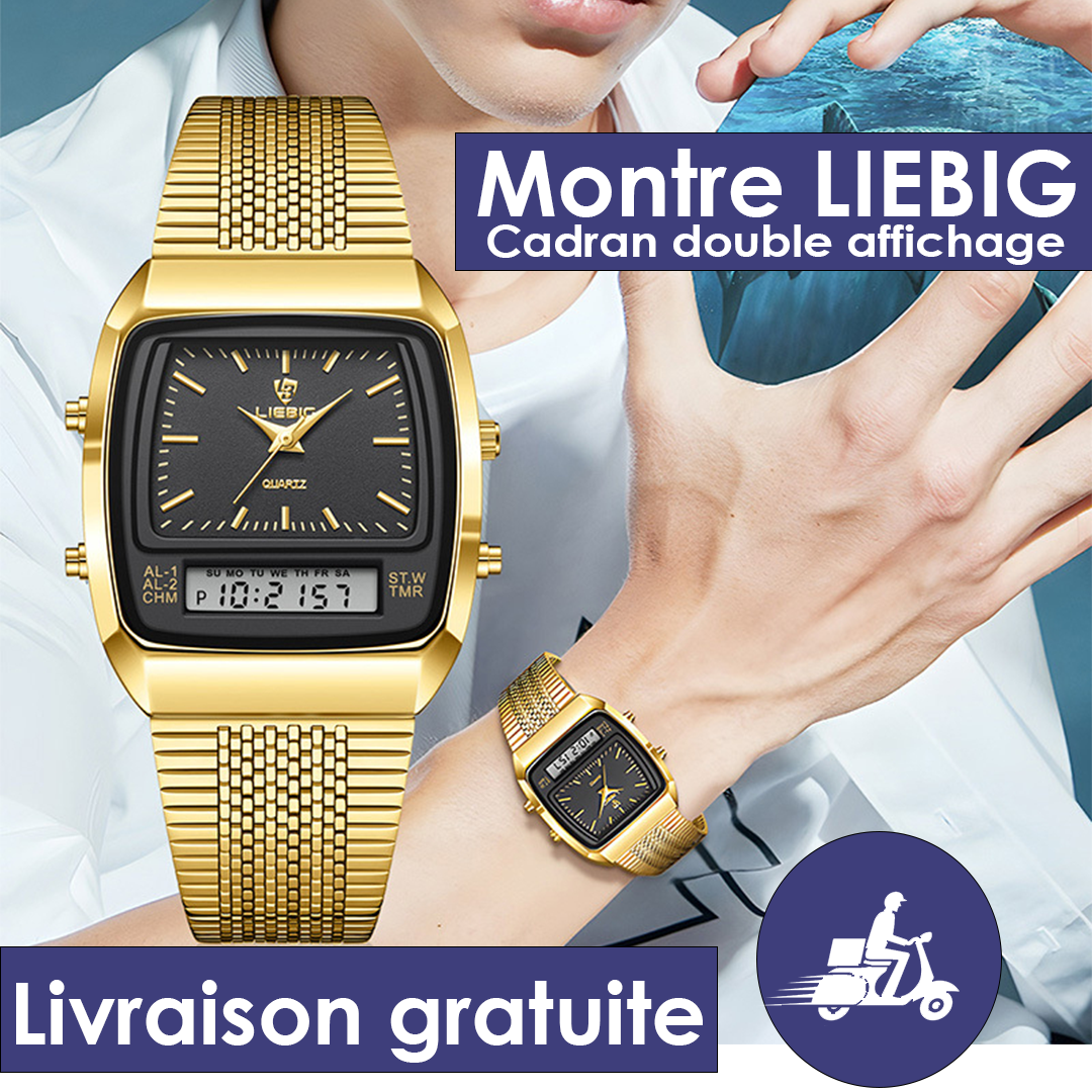 LIEBIG Montre Homme Double Affichage – Quartz, Inoxydable, Étanche