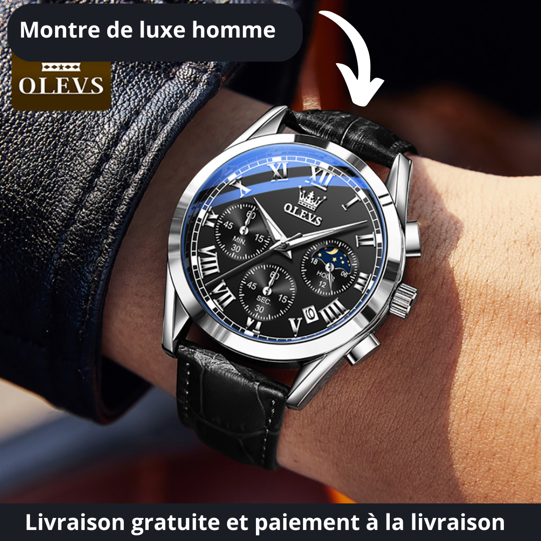 Montre bracelet cuir veritable Olevs 2871 Top Brand