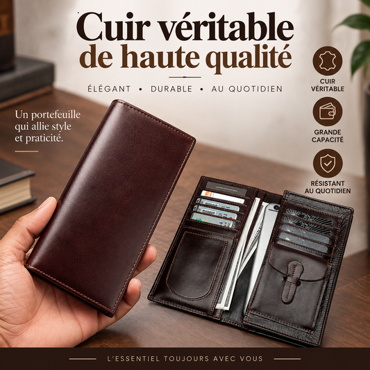 Valtor – Le portefeuille long en cuir véritable – Grande Capacité