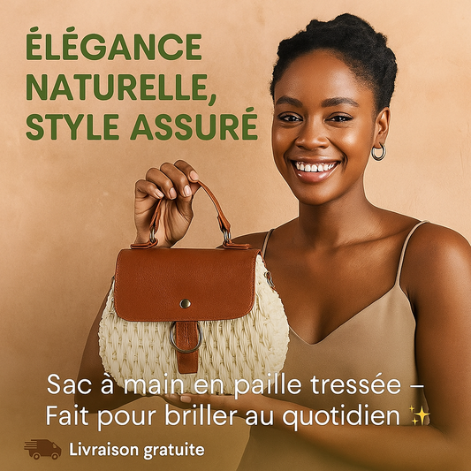 CHIC SAC A MAIN EN PAILLE TRESSE POUR FEMME