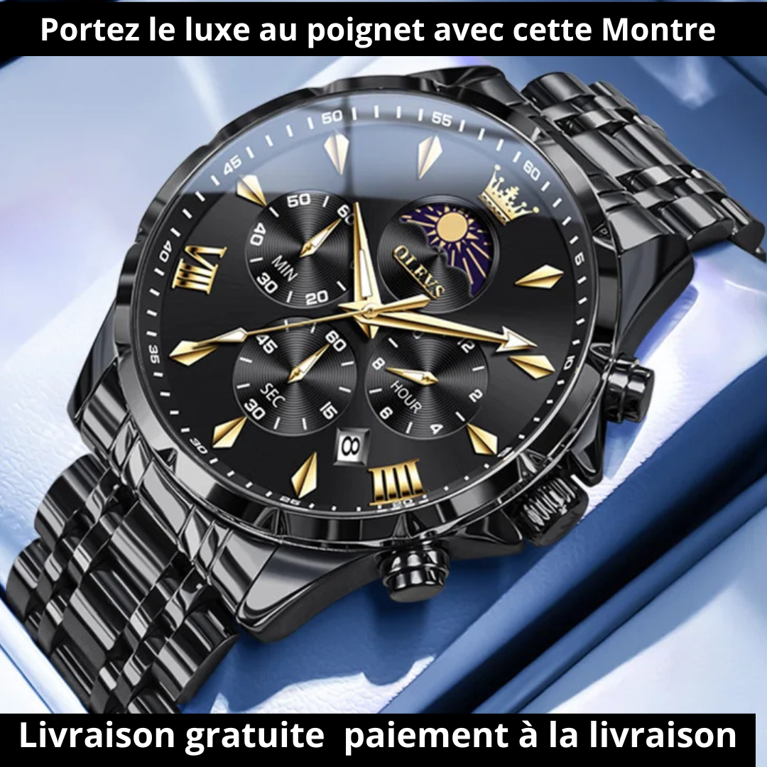 Montre OLEVS 3653 bracelet et cadran noir