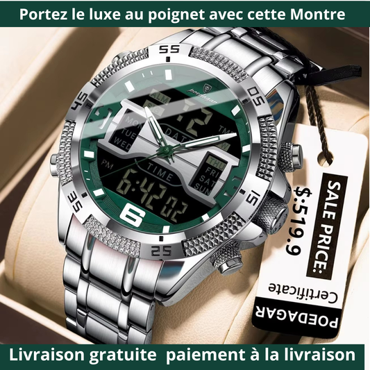 Montre POEDAGAR Luxury Dual Time