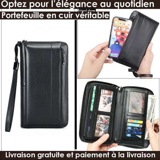 CuirMax- Portefeuille cuir véritable homme ultra stylé