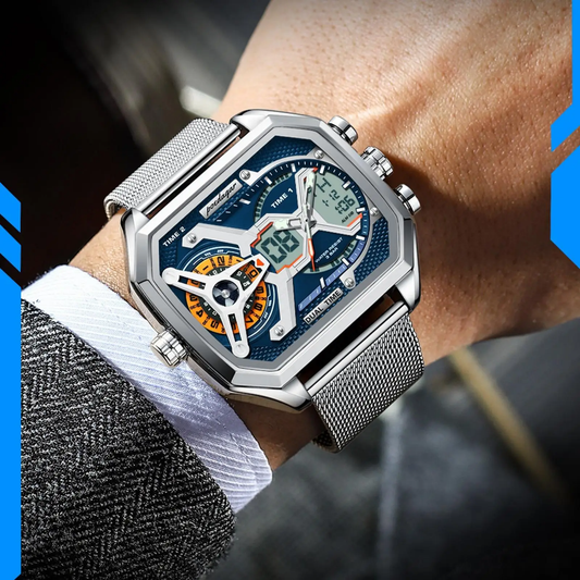 MONTRE DE LUXE HOMME BRACELET EN MAIL D'ACIER INOXYDABLE-POEDAGAR